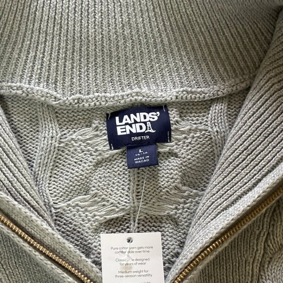 Grey Cable Knit Half Zip Sweater by Land's End (Size: Lg) - Picture 5 of 5